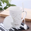 ☕️【白色區】♏️12星座純色款帶蓋帶勺茶漏馬克杯🌌-規格圖9