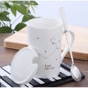 ☕️【白色區】♏️12星座純色款帶蓋帶勺茶漏馬克杯🌌-規格圖9