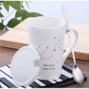 ☕️【白色區】♏️12星座純色款帶蓋帶勺茶漏馬克杯🌌-規格圖9