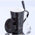 ☕️【黑色區】♏️12星座純色款帶蓋帶勺茶漏馬克杯🌌-規格圖9