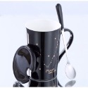 ☕️【黑色區】♏️12星座純色款帶蓋帶勺茶漏馬克杯🌌-規格圖9