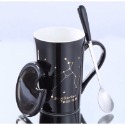 ☕️【黑色區】♏️12星座純色款帶蓋帶勺茶漏馬克杯🌌-規格圖9
