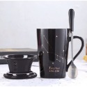 ☕️【黑色區】♏️12星座純色款帶蓋帶勺茶漏馬克杯🌌-規格圖9