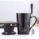 ☕️【黑色區】♏️12星座純色款帶蓋帶勺茶漏馬克杯🌌-規格圖9