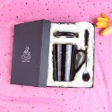 ☕️【黑色區】♏️12星座純色款帶蓋帶勺茶漏馬克杯🌌-規格圖9