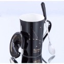 ☕️【黑色區】♏️12星座純色款帶蓋帶勺茶漏馬克杯🌌-規格圖9