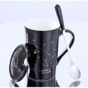 ☕️【黑色區】♏️12星座純色款帶蓋帶勺茶漏馬克杯🌌-規格圖9