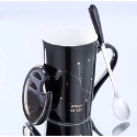 ☕️【黑色區】♏️12星座純色款帶蓋帶勺茶漏馬克杯🌌-規格圖9
