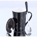 ☕️【黑色區】♏️12星座純色款帶蓋帶勺茶漏馬克杯🌌-規格圖9