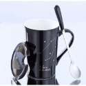 ☕️【黑色區】♏️12星座純色款帶蓋帶勺茶漏馬克杯🌌-規格圖9