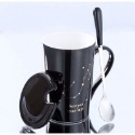 ☕️【黑色區】♏️12星座純色款帶蓋帶勺茶漏馬克杯🌌-規格圖9