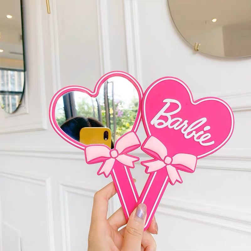 🎀少女心 • Barbie芭比 • 愛心粉嫩小手鏡｜拍照小道具｜手持化妝鏡｜旅行小物｜隨身攜帶｜飾品擺拍🪞-細節圖7
