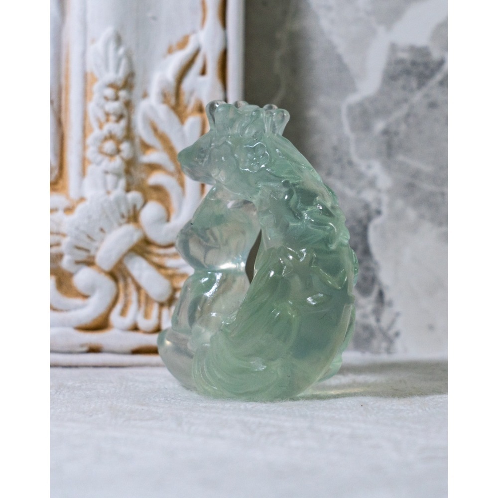 仙氣款｜透綠螢石大月亮型九尾狐-細節圖3