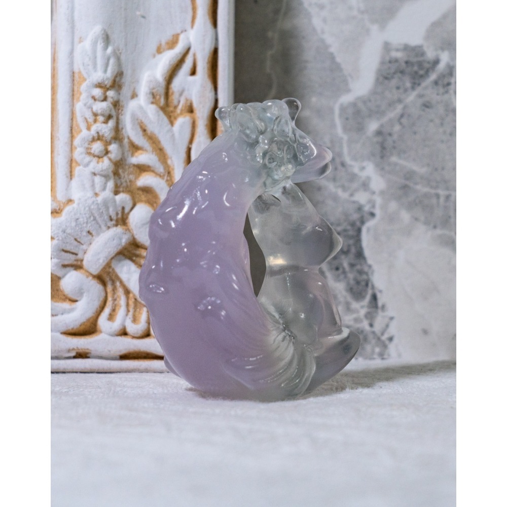 仙氣款｜透紫螢石大月亮型九尾狐-細節圖4