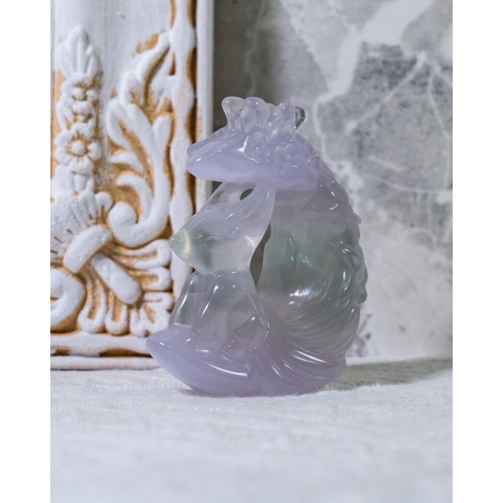 仙氣款｜透漸層紫螢石大月亮型九尾狐-細節圖2