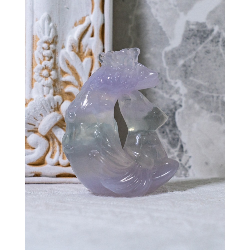 仙氣款｜透漸層紫螢石大月亮型九尾狐-細節圖4