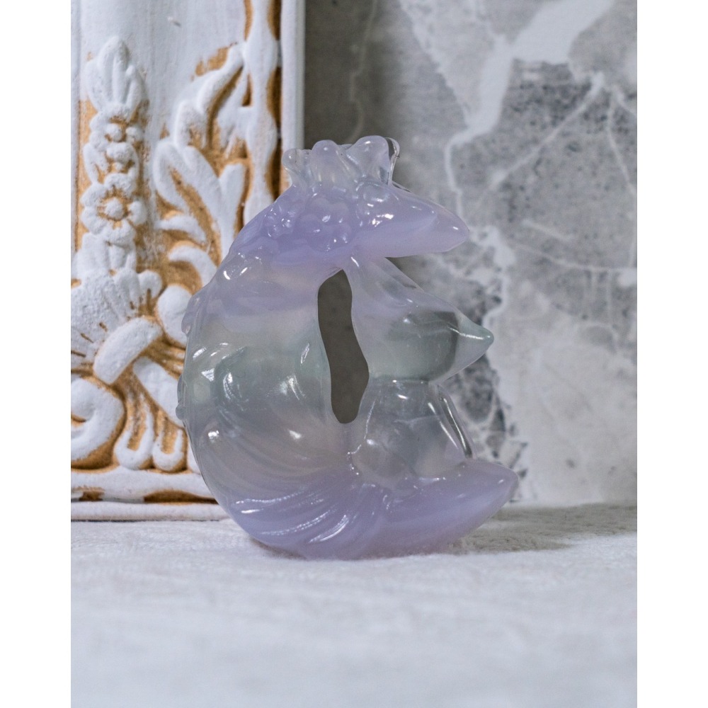 仙氣款｜透漸層紫螢石大月亮型九尾狐-細節圖5