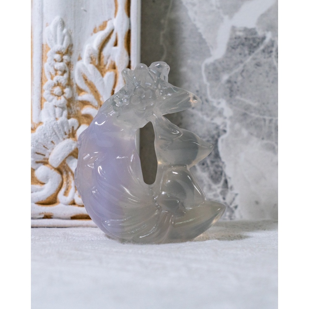 仙氣款｜透紫螢石大月亮型九尾狐-細節圖5