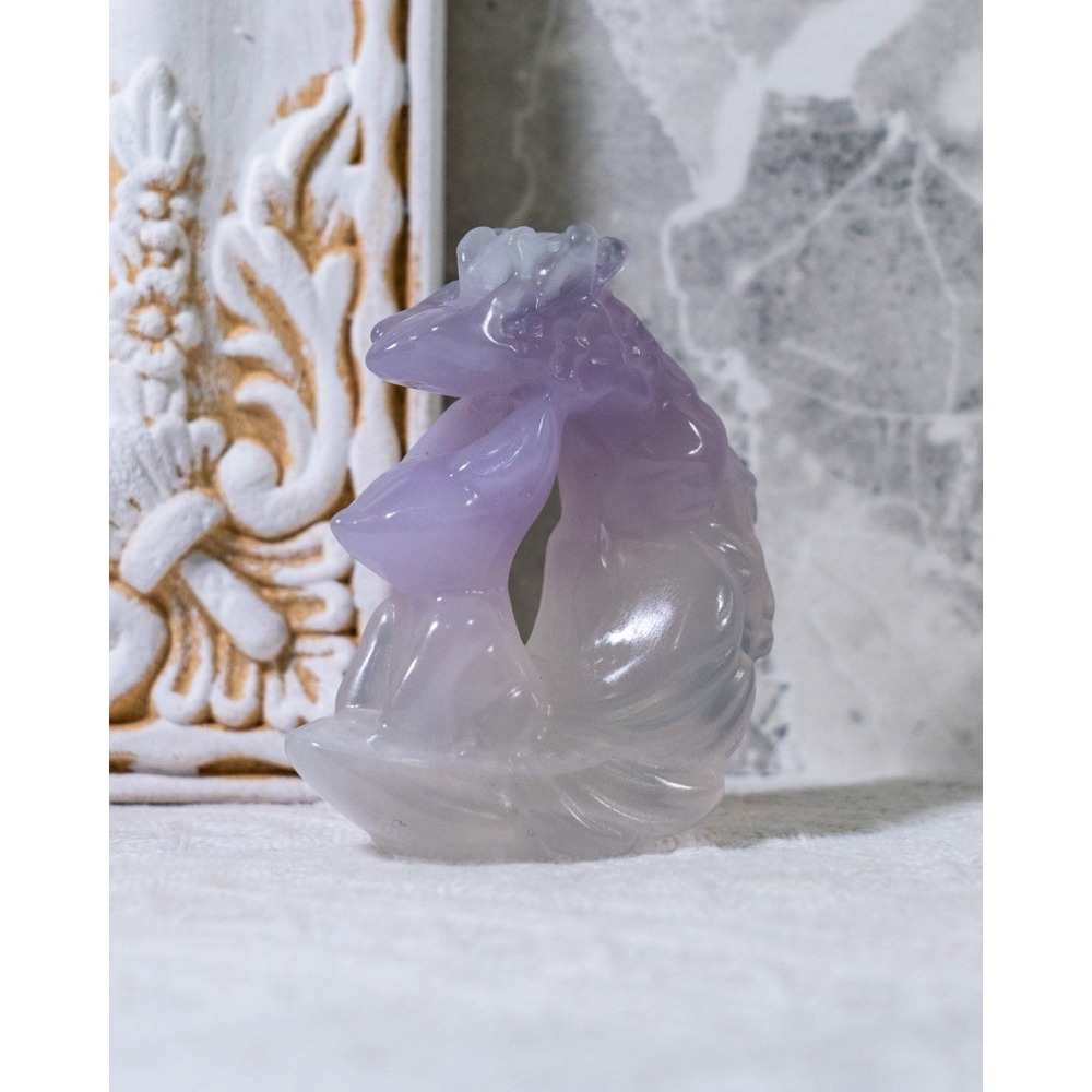 仙氣款｜透紫螢石大月亮型九尾狐-細節圖2