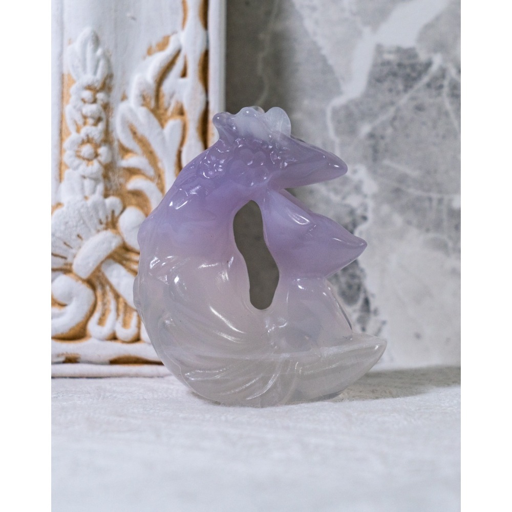 仙氣款｜透紫螢石大月亮型九尾狐-細節圖3