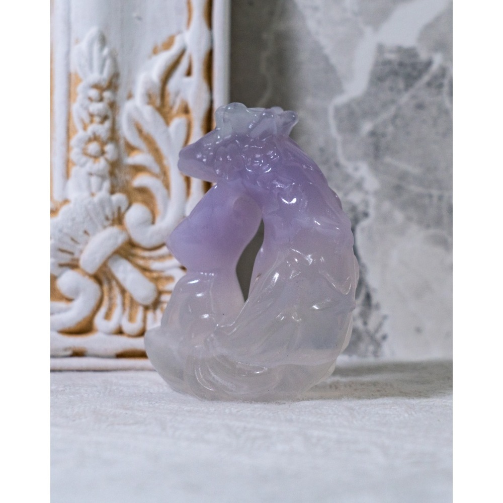 仙氣款｜透紫螢石大月亮型九尾狐-細節圖4