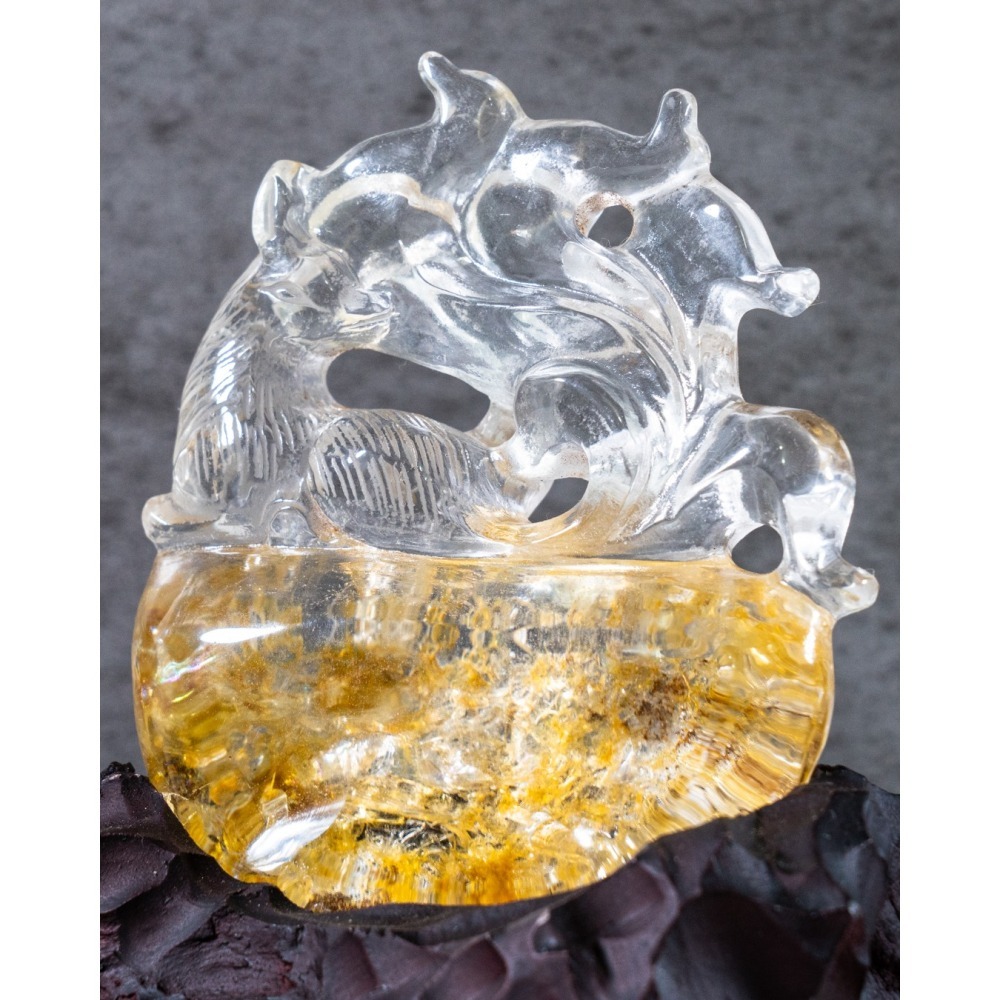 黃膠花水晶九尾狐-細節圖2