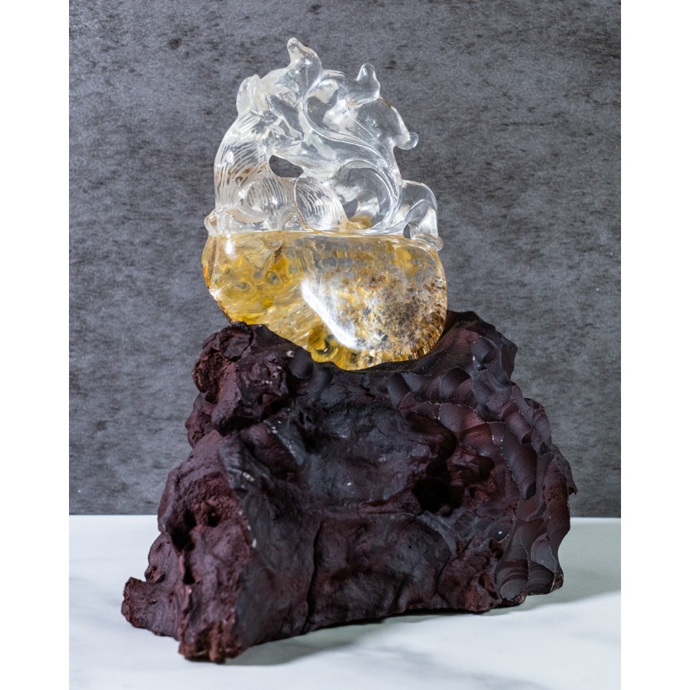 黃膠花水晶九尾狐-細節圖4