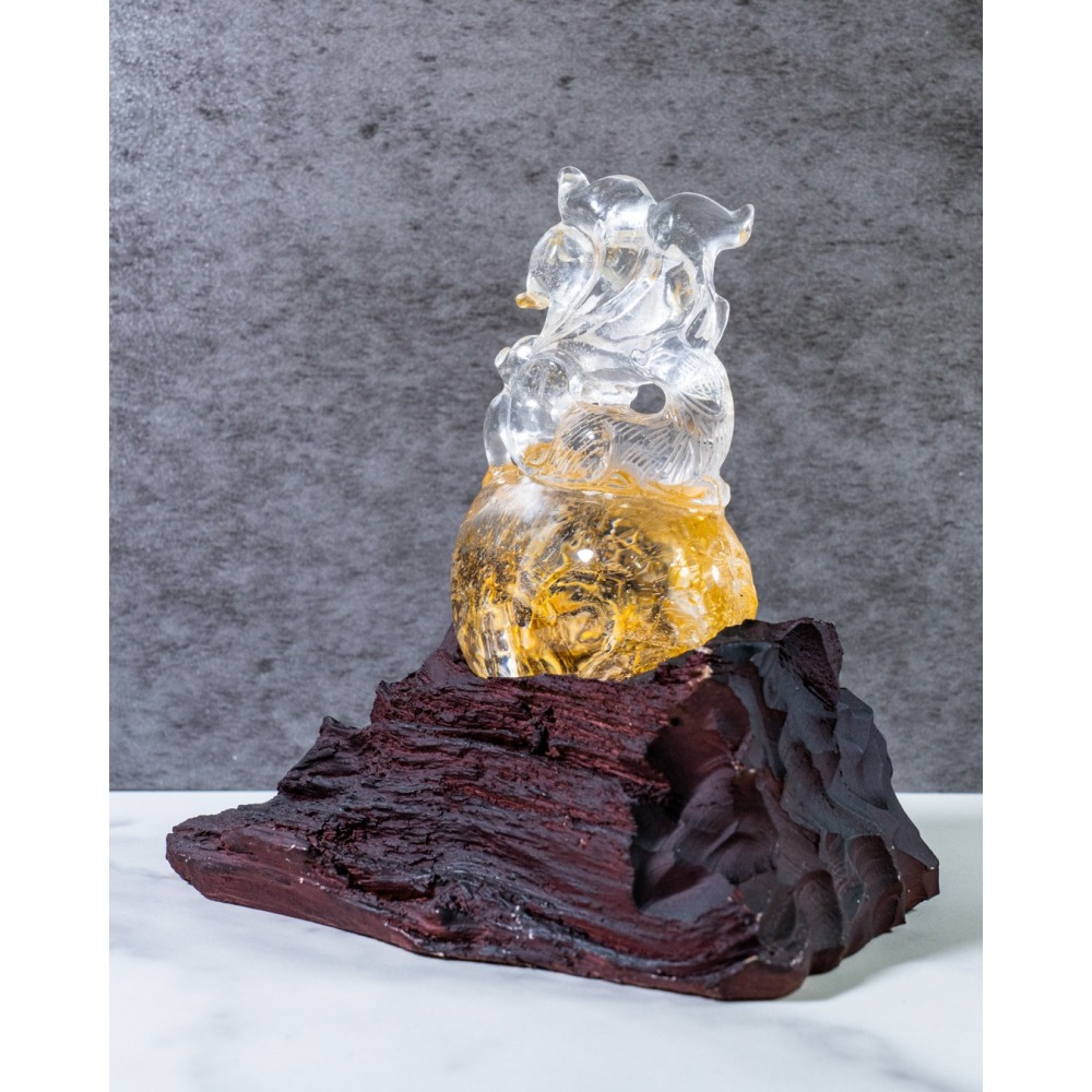 黃膠花水晶九尾狐-細節圖3