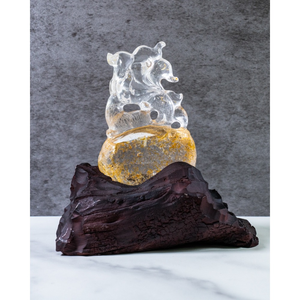 黃膠花水晶九尾狐-細節圖4