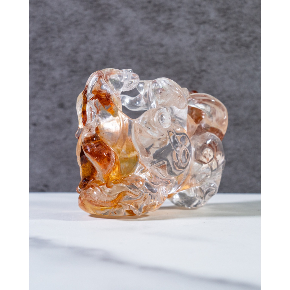 精品-透亮紅黃漸層膠花水晶蝴蝶九尾狐-細節圖8