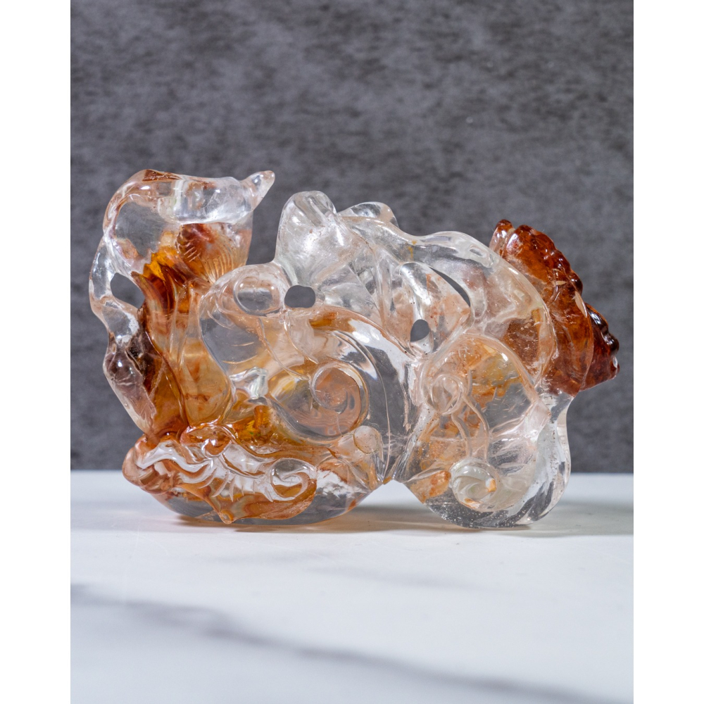 精品-透亮紅黃漸層膠花水晶蝴蝶九尾狐-細節圖10