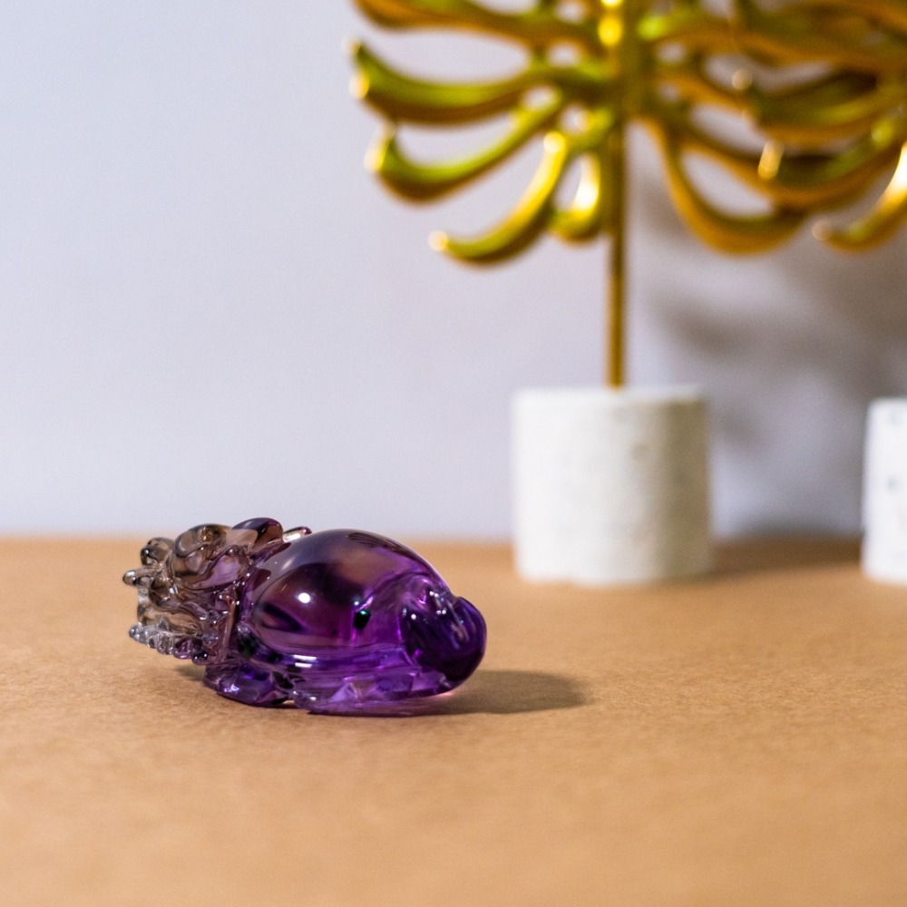 紫黃水晶藍花龍龜-細節圖2