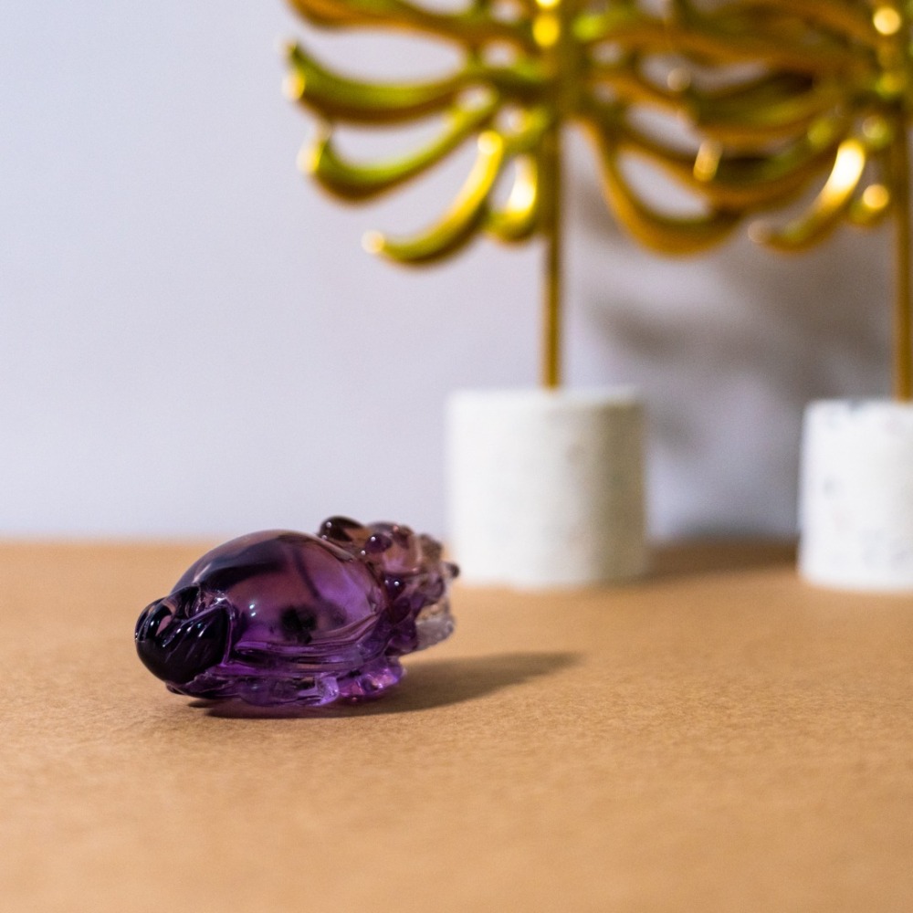 紫黃水晶藍花龍龜-細節圖3