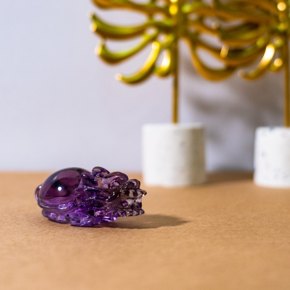 紫黃水晶藍花龍龜-細節圖4