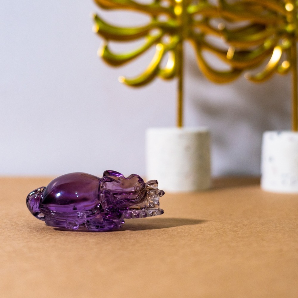 紫黃水晶藍花龍龜-細節圖5