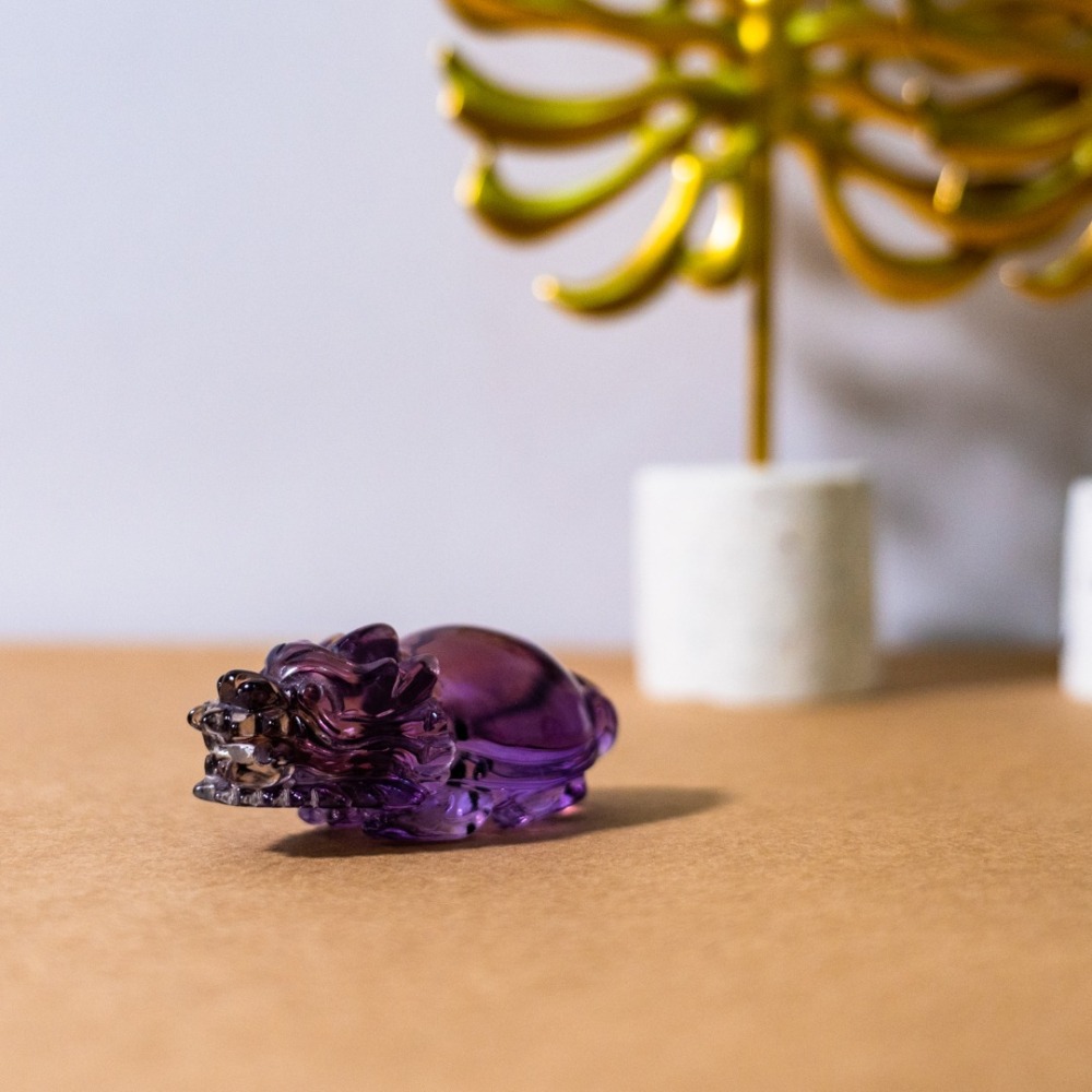 紫黃水晶藍花龍龜-細節圖6