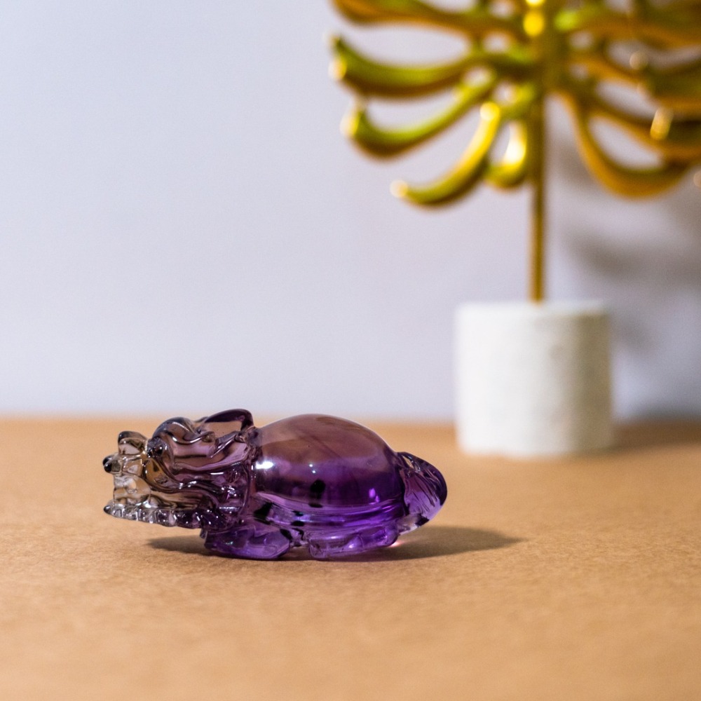 紫黃水晶藍花龍龜-細節圖7