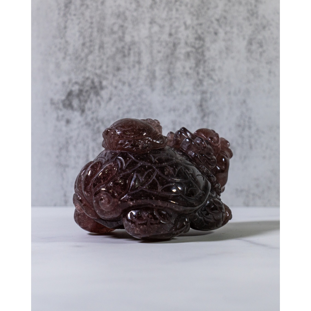 草莓晶母子龍龜-細節圖3