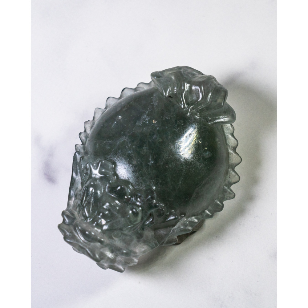 灰綠細閃雲母螢石圓背龍龜-細節圖2