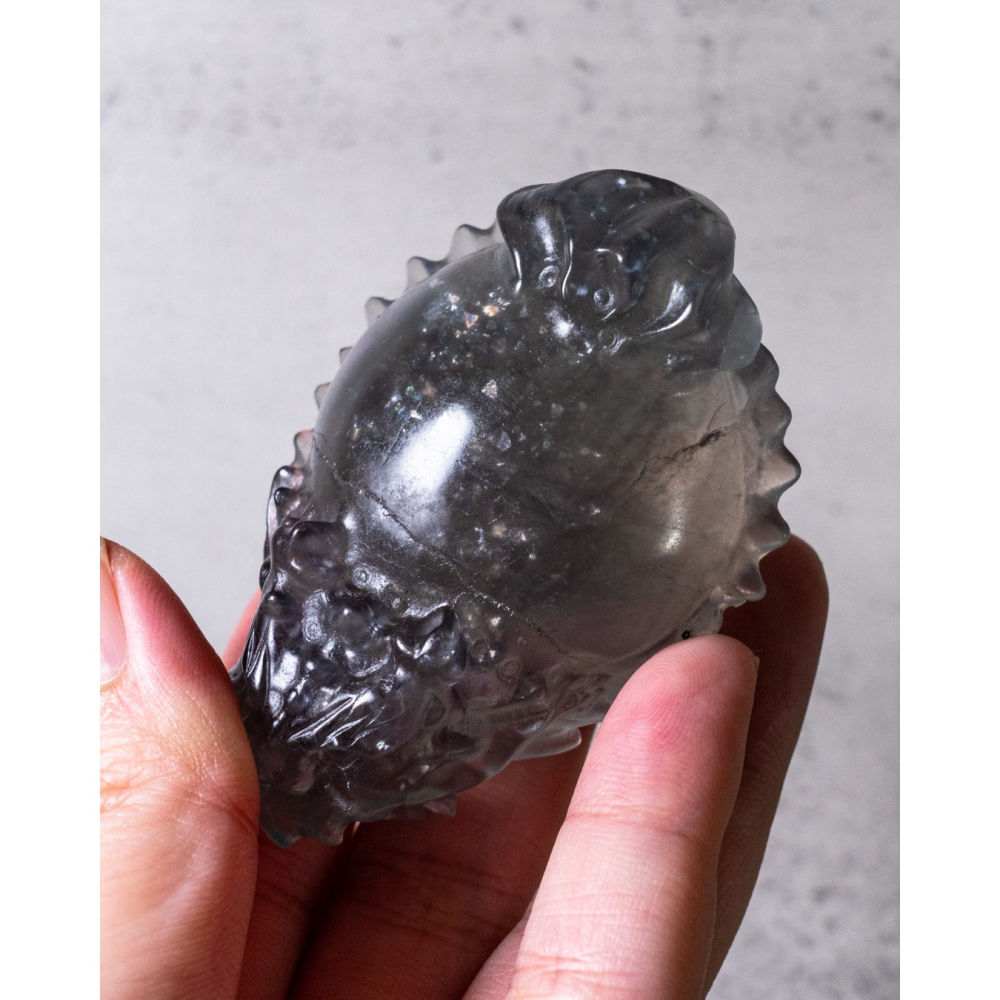 紫綠細閃雲母螢石圓背龍龜-細節圖3