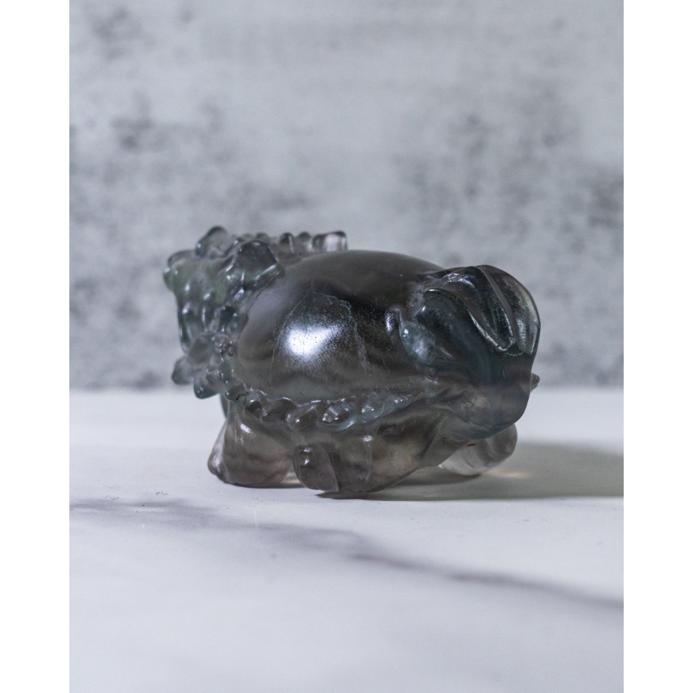 紫綠細閃雲母螢石圓背龍龜-細節圖5