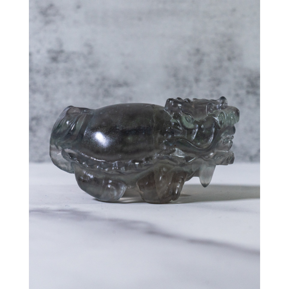 紫綠細閃雲母螢石圓背龍龜-細節圖7