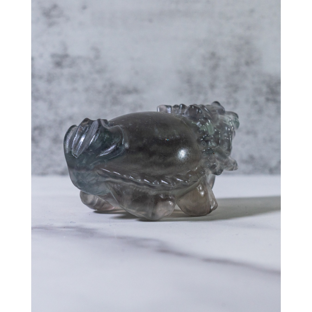 紫綠細閃雲母螢石圓背龍龜-細節圖8