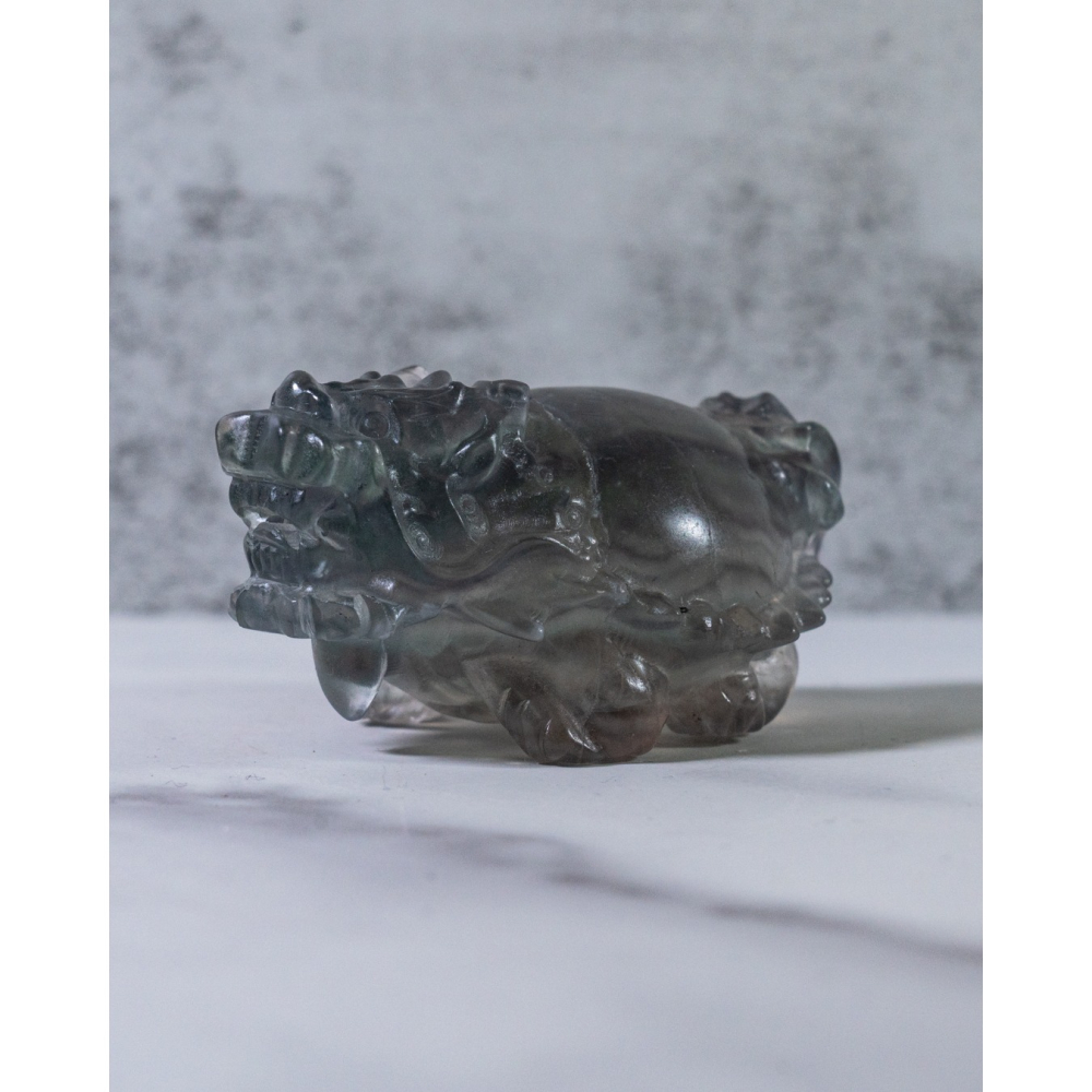 紫綠細閃雲母螢石圓背龍龜-細節圖11