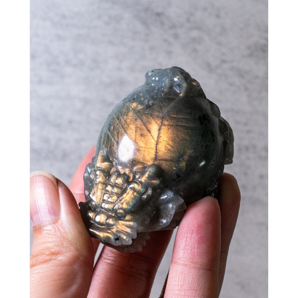 金橘光拉長石圓背龍龜-細節圖2