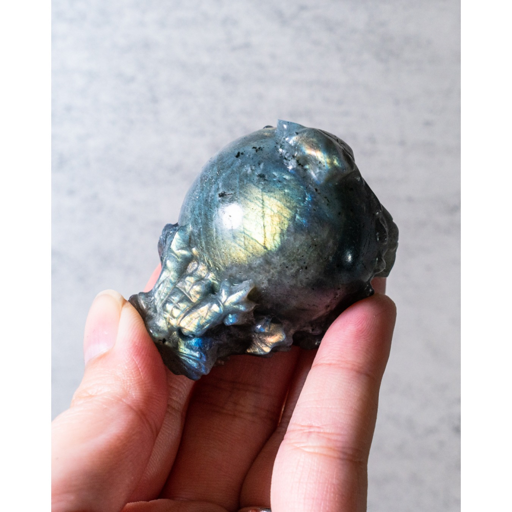 彩光拉長石圓背龍龜-細節圖2