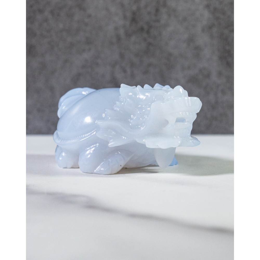 潤感漸層藍玉髓圓背龍龜-細節圖3