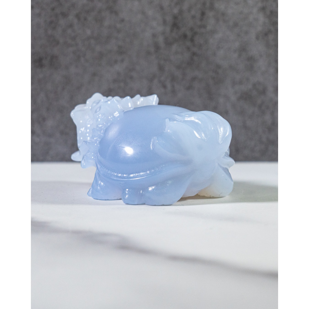 潤感漸層藍玉髓圓背龍龜-細節圖6