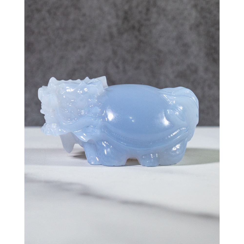 潤感漸層藍玉髓圓背龍龜-細節圖8