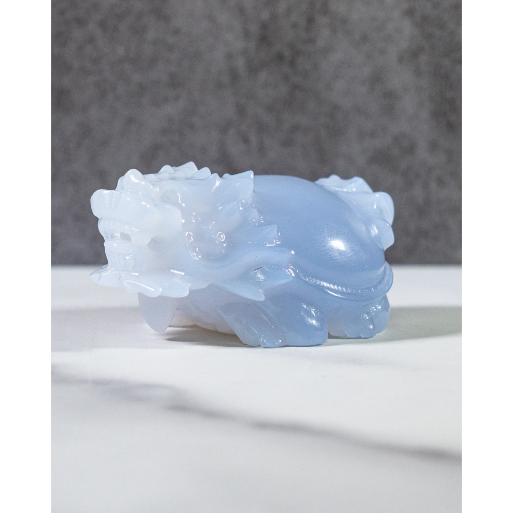 潤感漸層藍玉髓圓背龍龜-細節圖9